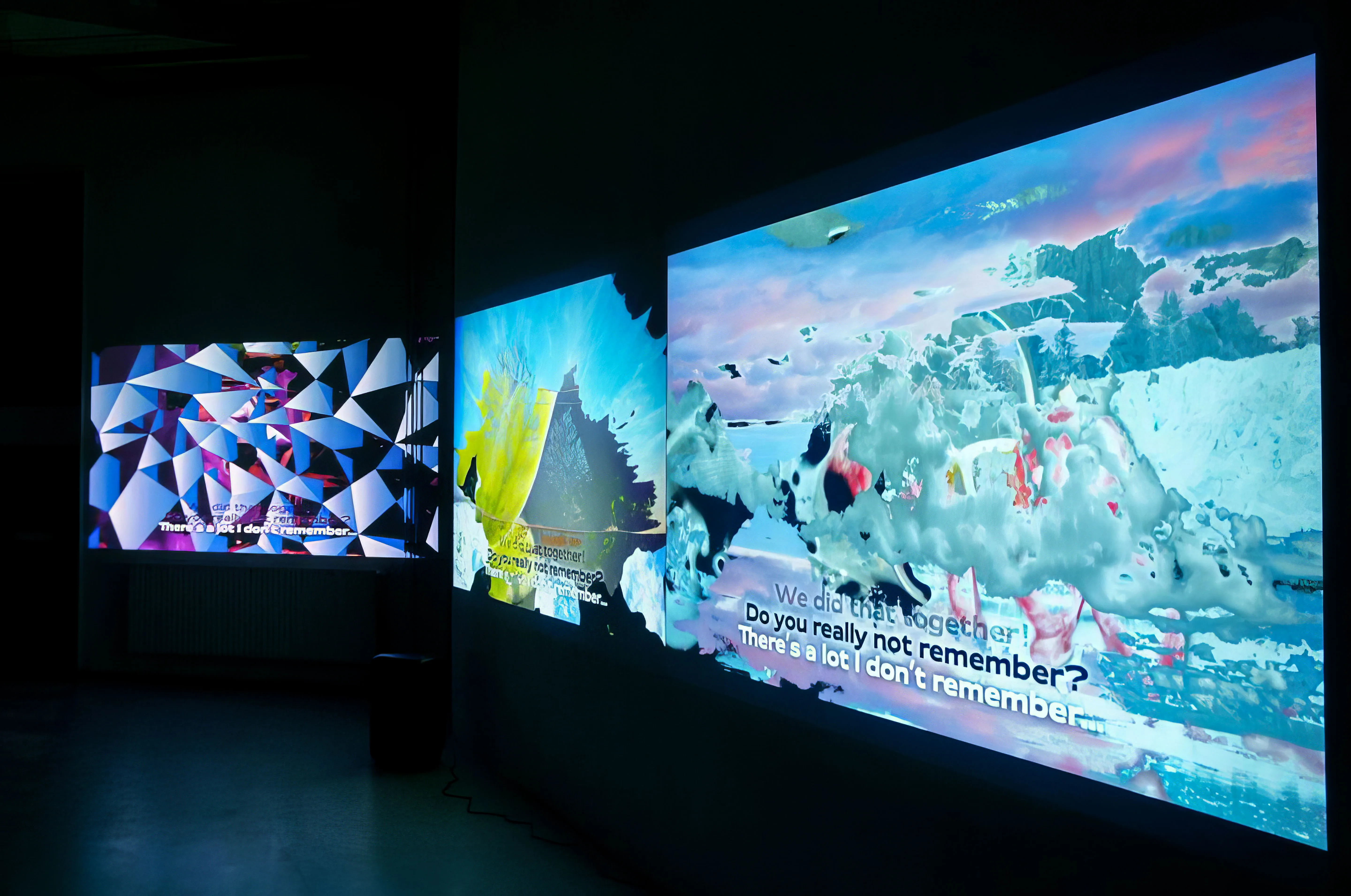Three-channel projection installation showing algorithmically assembled film sequences
